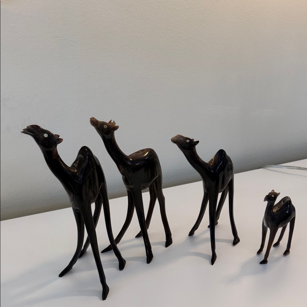 Christmas Nativity Camels Carved From Horn